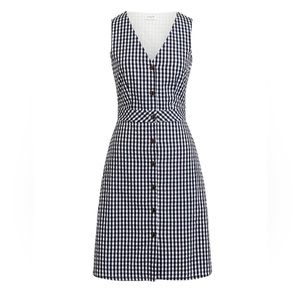 NWOT. J. Crew Navy and White checkered sleeveless seersucker dress Size 6